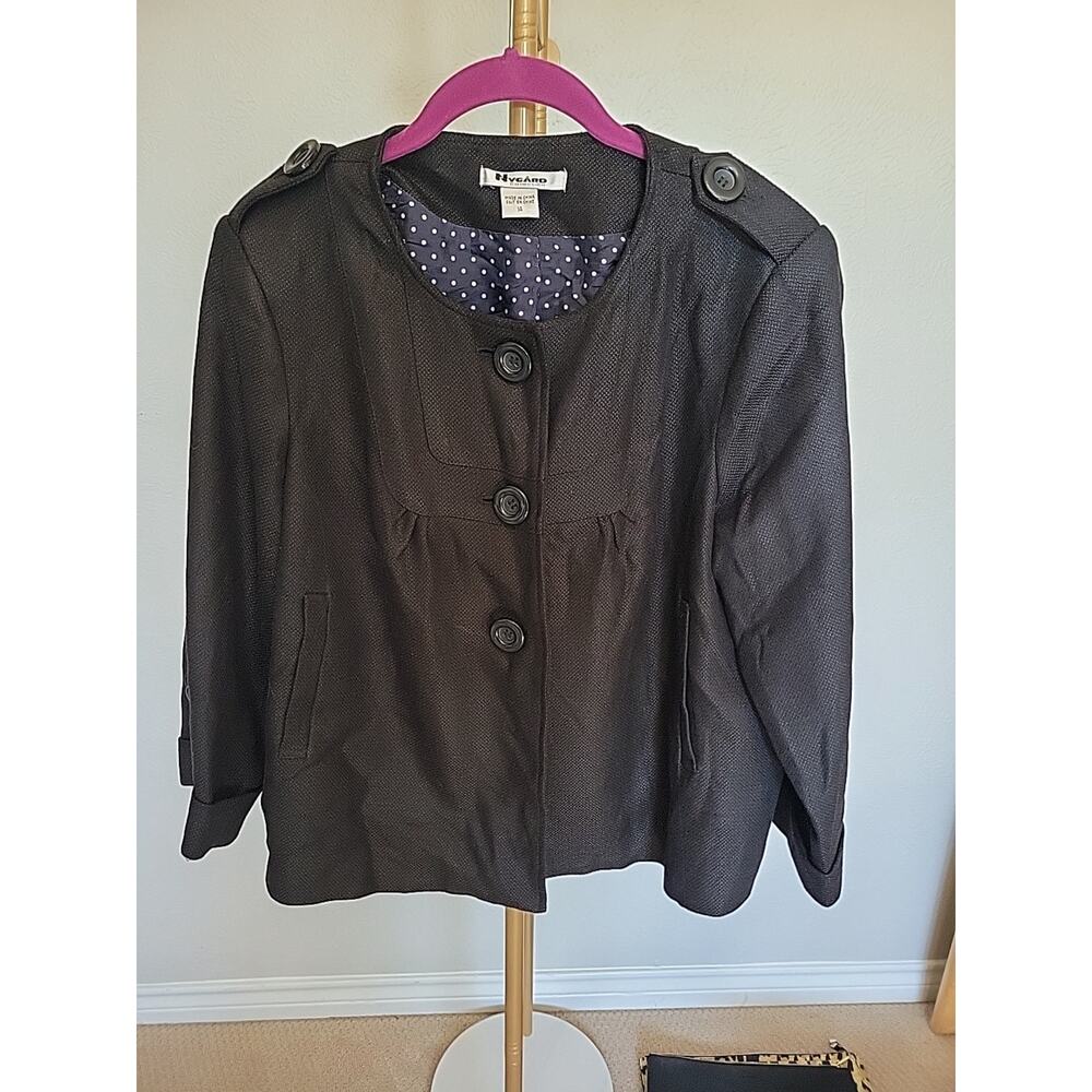 Nygard Collection Black Linen Blazer Jacket Women's 14
